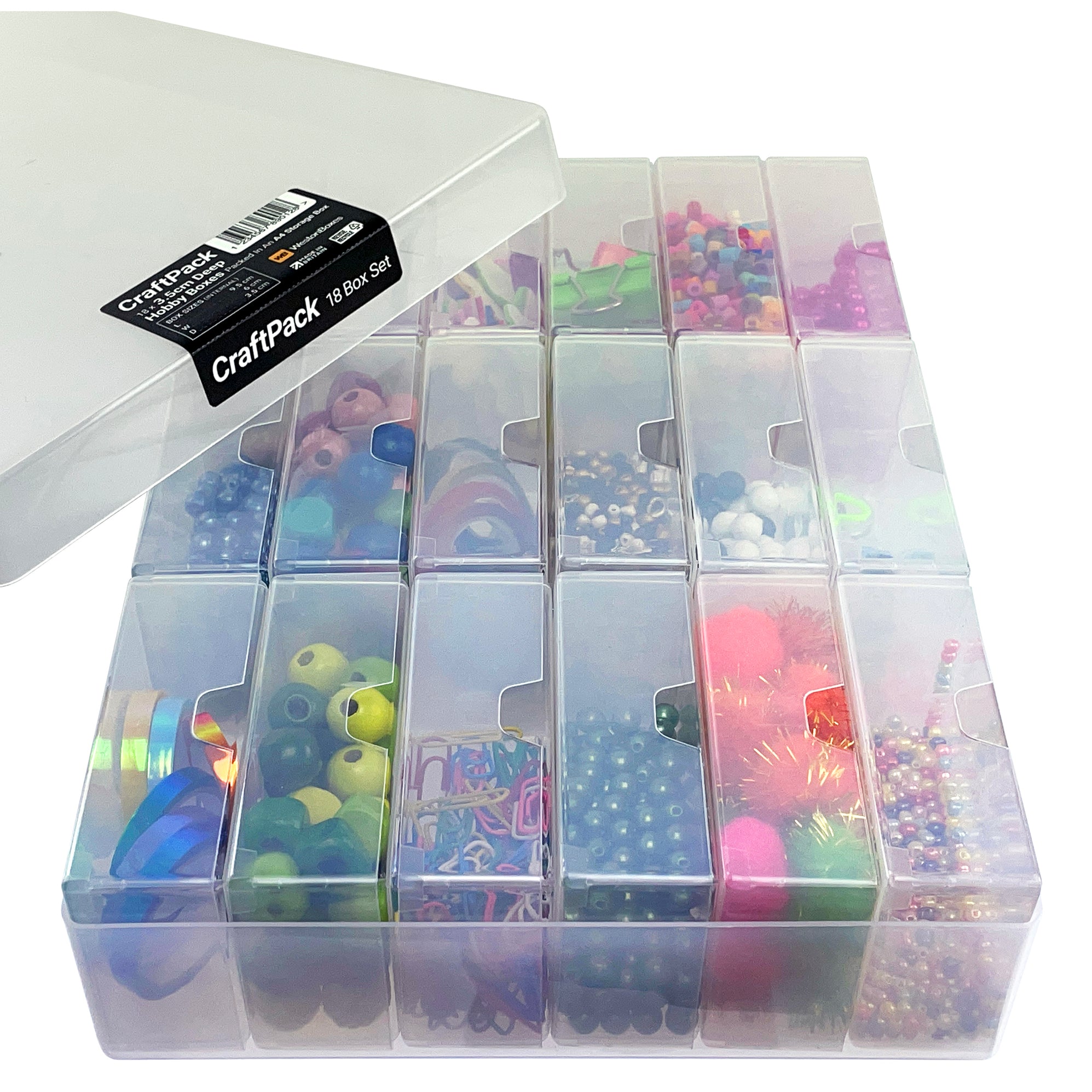 Craft Storage Box MultiPack, 18 Boxes Inside A WestonBoxes A4